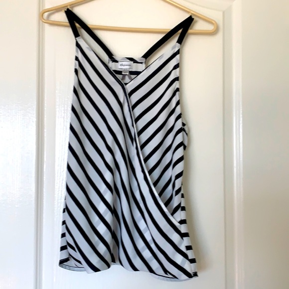 Spaghetti strap black and white stripe top - Picture 1 of 3